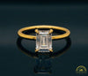 Photo of Emerald Cut Diamond Solitaire Engagement Ring Mounting in Fairmined Yellow Gold from RIVA Precision