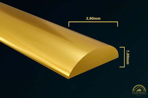 Specifications of 3.90mm x1.00mm Low-Dome/Half-Oval Wire in Fairmined Yellow Gold from RIVA Precision