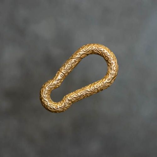 Carabiner-Shaped Invisible Clasp in wormwood textured yellow gold from RIVA Precision