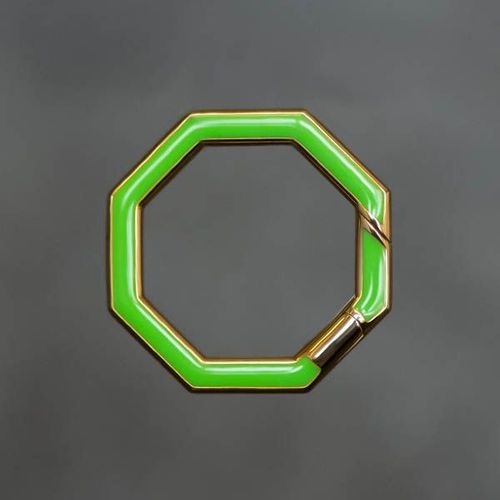 Octagonal Invisible Clasp in yellow gold and bright green enamel from RIVA Precision