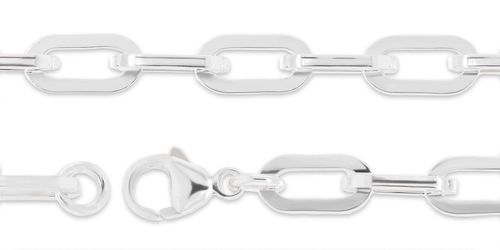 6.4mm 6.5mm Flat Paper Clip Chain Sterling Silver Necklace Jewelry Riva Ethical Bulk Made in USA, Brooklyn NY