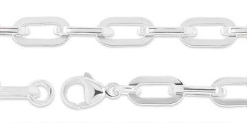 6.4mm 6.5mm Flat Paper Clip Chain Sterling Silver Necklace Jewelry Riva Ethical Bulk Made in USA, Brooklyn NY