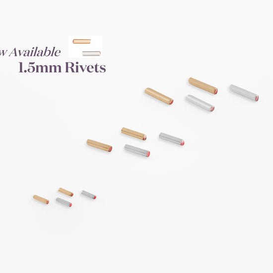 1.5mm rivets on a white background with text indicating availability.