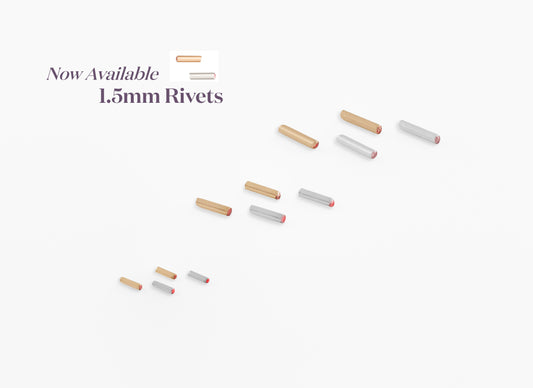 1.5mm rivets on a white background with text indicating availability.